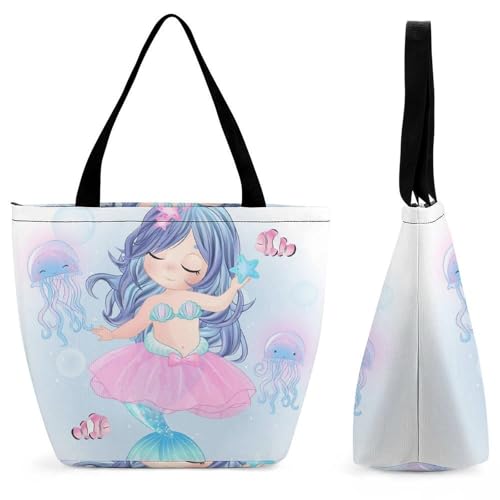 YBQLNP Meerjungfrau Damen Handtasche Shopper Umhängetasche Schultertasche Tragetasche Mit Reißverschluss 28.5x18x32.5cm von YBQLNP