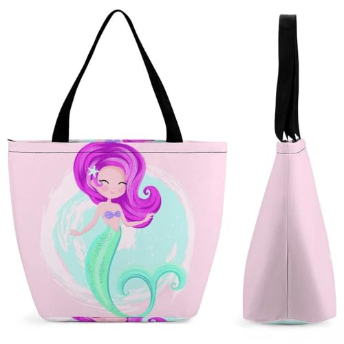 YBQLNP Meerjungfrau-Mädchen Damen Handtasche Shopper Umhängetasche Schultertasche Tragetasche Mit Reißverschluss 28.5x18x32.5cm von YBQLNP