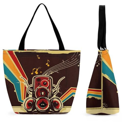 YBQLNP Musik Damen Handtasche Shopper Umhängetasche Schultertasche Tragetasche Mit Reißverschluss 28.5x18x32.5cm von YBQLNP