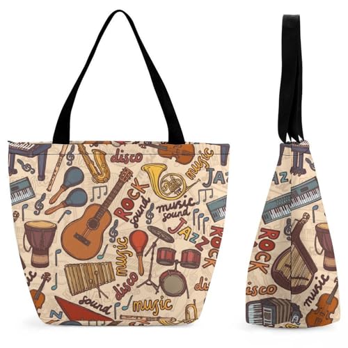 YBQLNP Musikinstrument Damen Handtasche Shopper Umhängetasche Schultertasche Tragetasche Mit Reißverschluss 28.5x18x32.5cm von YBQLNP