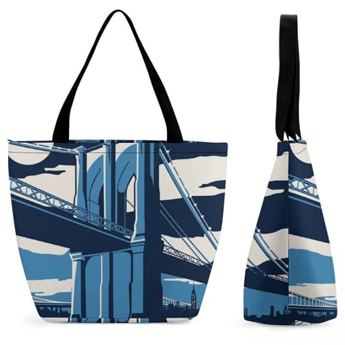 YBQLNP New York Damen Handtasche Shopper Umhängetasche Schultertasche Tragetasche Mit Reißverschluss 28.5x18x32.5cm von YBQLNP