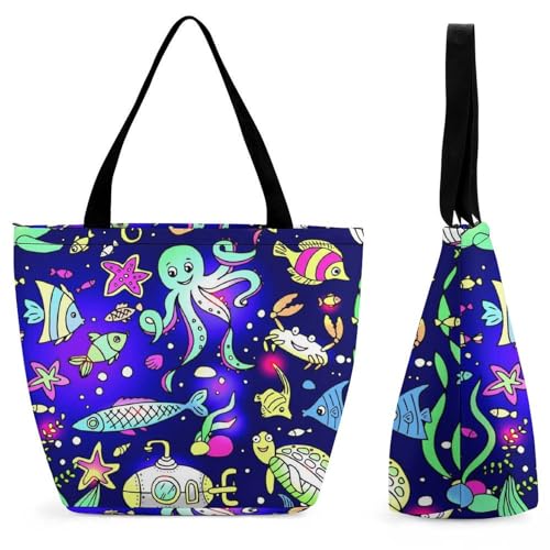 YBQLNP Oktopus Seestern Damen Handtasche Shopper Umhängetasche Schultertasche Tragetasche Mit Reißverschluss 28.5x18x32.5cm YBQLNP Oktopus Seestern Damen Handtasche Shopper Umhängetasche Schultertasche Tragetasche Mit Reißverschluss 28.5x18x32.5cm von YBQLNP