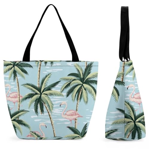 YBQLNP Palme Damen Handtasche Shopper Umhängetasche Schultertasche Tragetasche Mit Reißverschluss 28.5x18x32.5cm von YBQLNP