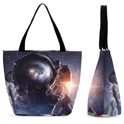 YBQLNP Planet Weltraum Damen Handtasche Shopper Umhängetasche Schultertasche Tragetasche Mit Reißverschluss 28.5x18x32.5cm von YBQLNP