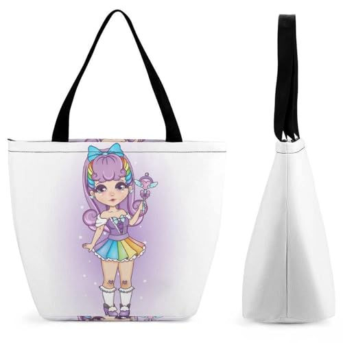YBQLNP Regenbogen-Mädchen Damen Handtasche Shopper Umhängetasche Schultertasche Tragetasche Mit Reißverschluss 28.5x18x32.5cm von YBQLNP