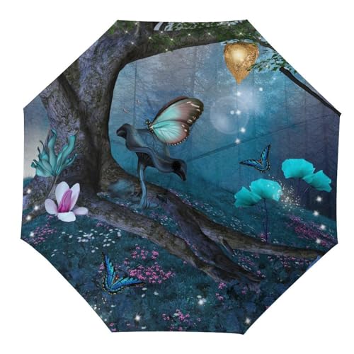 YBQLNP Regenschirm Sturmfest Baum-Schmetterling Automatik Taschenschirm Mit Schirmtasche Uv Faltbarer Regenschirm YBQLNP Regenschirm Sturmfest Baum-Schmetterling Automatik Taschenschirm Mit Schirmtasche Uv Faltbarer Regenschirm von YBQLNP