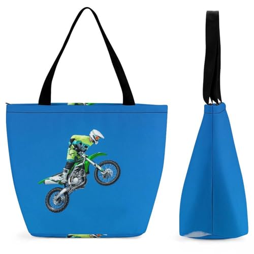 YBQLNP Rennmotorrad Damen Handtasche Shopper Umhängetasche Schultertasche Tragetasche Mit Reißverschluss 28.5x18x32.5cm von YBQLNP