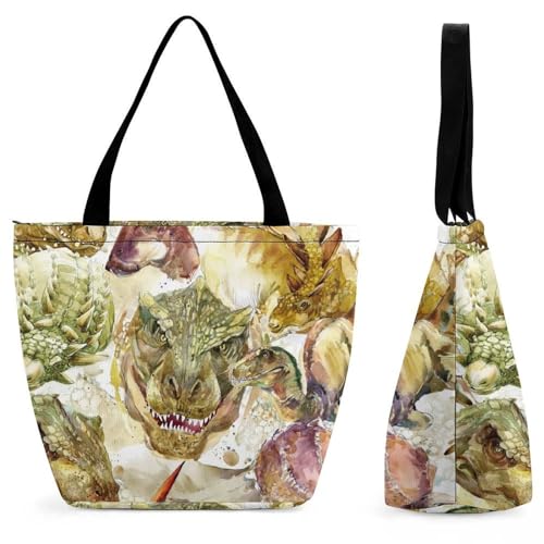 YBQLNP Retro-Dinosaurier Damen Handtasche Shopper Umhängetasche Schultertasche Tragetasche Mit Reißverschluss 28.5x18x32.5cm YBQLNP Retro-Dinosaurier Damen Handtasche Shopper Umhängetasche Schultertasche Tragetasche Mit Reißverschluss 28.5x18x32.5cm von YBQLNP