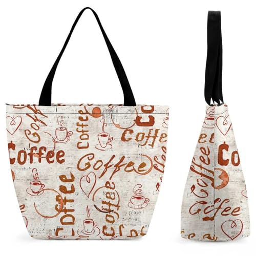 YBQLNP Retro-Kaffee Damen Handtasche Shopper Umhängetasche Schultertasche Tragetasche Mit Reißverschluss 28.5x18x32.5cm von YBQLNP