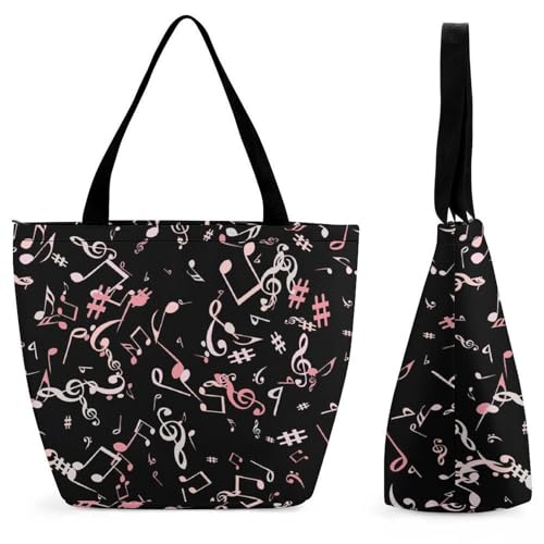 YBQLNP Rosa Musiknote Damen Handtasche Shopper Umhängetasche Schultertasche Tragetasche Mit Reißverschluss 28.5x18x32.5cm YBQLNP Rosa Musiknote Damen Handtasche Shopper Umhängetasche Schultertasche Tragetasche Mit Reißverschluss 28.5x18x32.5cm von YBQLNP