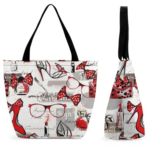 YBQLNP Rote High Heels Damen Handtasche Shopper Umhängetasche Schultertasche Tragetasche Mit Reißverschluss 28.5x18x32.5cm YBQLNP Rote High Heels Damen Handtasche Shopper Umhängetasche Schultertasche Tragetasche Mit Reißverschluss 28.5x18x32.5cm von YBQLNP