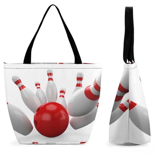 YBQLNP Rotes Bowling Damen Handtasche Shopper Umhängetasche Schultertasche Tragetasche Mit Reißverschluss 28.5x18x32.5cm YBQLNP Rotes Bowling Damen Handtasche Shopper Umhängetasche Schultertasche Tragetasche Mit Reißverschluss 28.5x18x32.5cm von YBQLNP