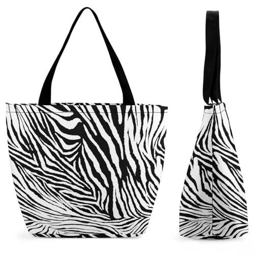 YBQLNP Schwarz Und Weiß Damen Handtasche Shopper Umhängetasche Schultertasche Tragetasche Mit Reißverschluss 28.5x18x32.5cm von YBQLNP