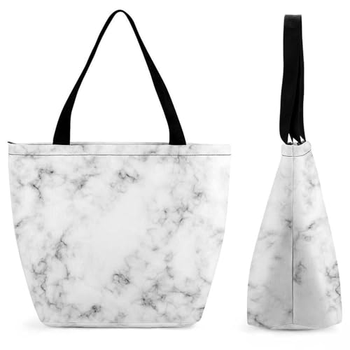 YBQLNP Schwarz-Weiß-Marmor Damen Handtasche Shopper Umhängetasche Schultertasche Tragetasche Mit Reißverschluss 28.5x18x32.5cm von YBQLNP