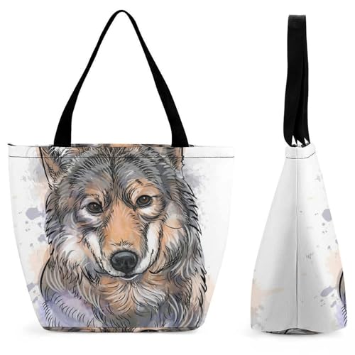 YBQLNP Schwarzbrauner Hund Damen Handtasche Shopper Umhängetasche Schultertasche Tragetasche Mit Reißverschluss 28.5x18x32.5cm von YBQLNP