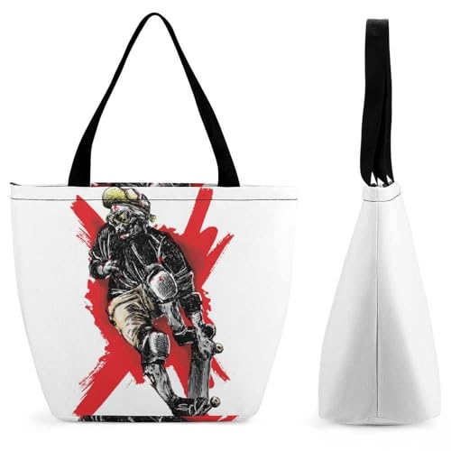 YBQLNP Skelett-Skateboard Damen Handtasche Shopper Umhängetasche Schultertasche Tragetasche Mit Reißverschluss 28.5x18x32.5cm YBQLNP Skelett-Skateboard Damen Handtasche Shopper Umhängetasche Schultertasche Tragetasche Mit Reißverschluss 28.5x18x32.5cm von YBQLNP