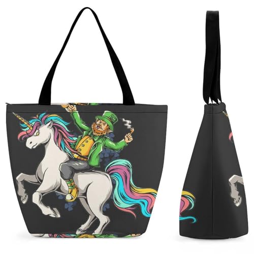 YBQLNP St. Patrick's Day Damen Handtasche Shopper Umhängetasche Schultertasche Tragetasche Mit Reißverschluss 28.5x18x32.5cm von YBQLNP