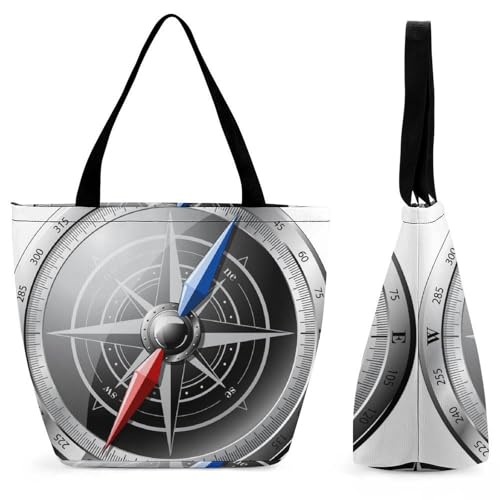 YBQLNP Stahlkompass Damen Handtasche Shopper Umhängetasche Schultertasche Tragetasche Mit Reißverschluss 28.5x18x32.5cm von YBQLNP