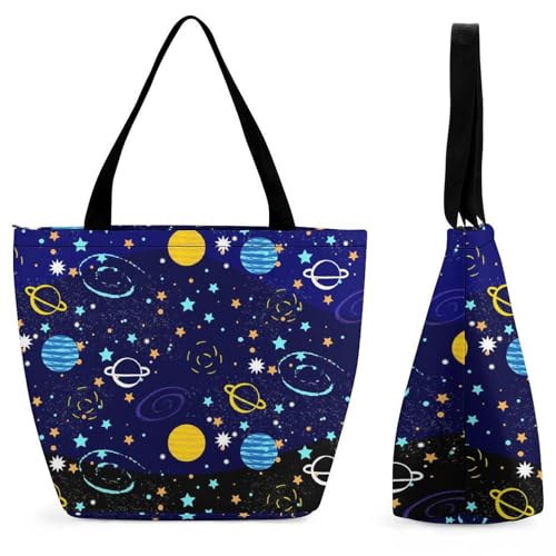 YBQLNP Stern-Planet Damen Handtasche Shopper Umhängetasche Schultertasche Tragetasche Mit Reißverschluss 28.5x18x32.5cm YBQLNP Stern-Planet Damen Handtasche Shopper Umhängetasche Schultertasche Tragetasche Mit Reißverschluss 28.5x18x32.5cm von YBQLNP