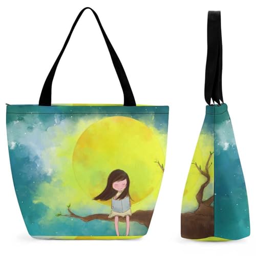 YBQLNP Sternenhimmel Mädchen Damen Handtasche Shopper Umhängetasche Schultertasche Tragetasche Mit Reißverschluss 28.5x18x32.5cm von YBQLNP