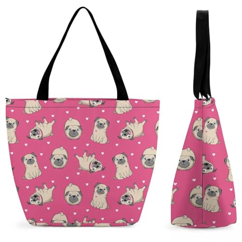 YBQLNP Süße Bulldogge Damen Handtasche Shopper Umhängetasche Schultertasche Tragetasche Mit Reißverschluss 28.5x18x32.5cm von YBQLNP