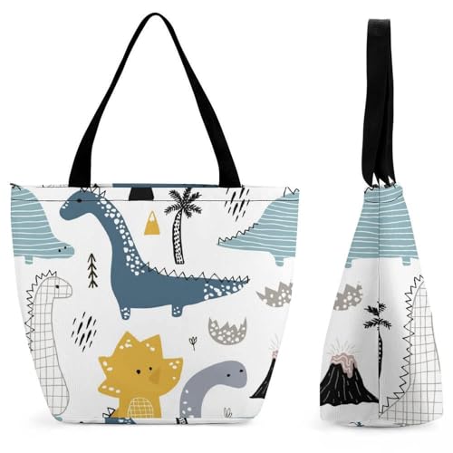 YBQLNP Süße Dinosaurier Damen Handtasche Shopper Umhängetasche Schultertasche Tragetasche Mit Reißverschluss 28.5x18x32.5cm von YBQLNP