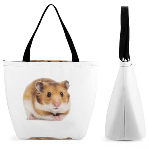 YBQLNP Süßer Hamster Damen Handtasche Shopper Umhängetasche Schultertasche Tragetasche Mit Reißverschluss 28.5x18x32.5cm von YBQLNP
