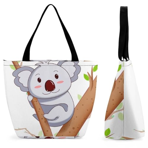 YBQLNP Süßer Koala Damen Handtasche Shopper Umhängetasche Schultertasche Tragetasche Mit Reißverschluss 28.5x18x32.5cm von YBQLNP