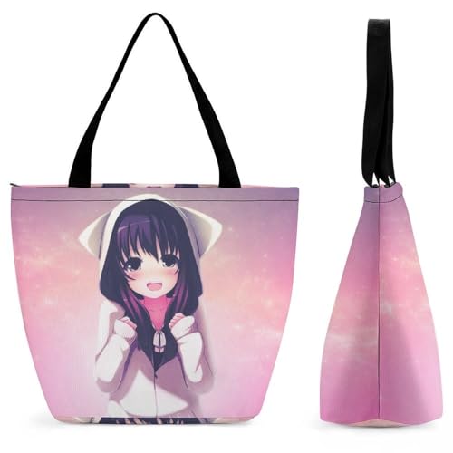 YBQLNP Süßes Anime-Mädchen Damen Handtasche Shopper Umhängetasche Schultertasche Tragetasche Mit Reißverschluss 28.5x18x32.5cm YBQLNP Süßes Anime-Mädchen Damen Handtasche Shopper Umhängetasche Schultertasche Tragetasche Mit Reißverschluss 28.5x18x32.5cm von YBQLNP