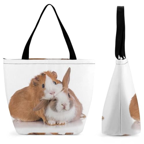 YBQLNP Süßes Kaninchen Damen Handtasche Shopper Umhängetasche Schultertasche Tragetasche Mit Reißverschluss 28.5x18x32.5cm von YBQLNP