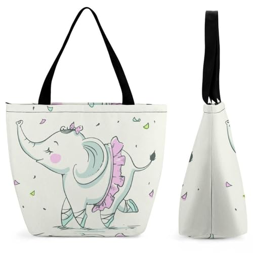 YBQLNP Tanzender Elefant Damen Handtasche Shopper Umhängetasche Schultertasche Tragetasche Mit Reißverschluss 28.5x18x32.5cm von YBQLNP