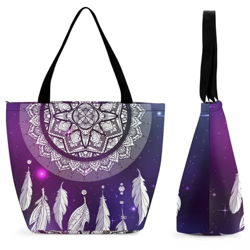 YBQLNP Traumfänger Damen Handtasche Shopper Umhängetasche Schultertasche Tragetasche Mit Reißverschluss 28.5x18x32.5cm von YBQLNP