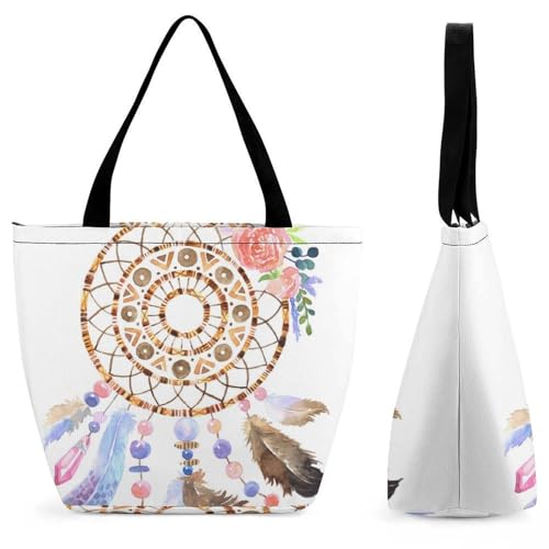 YBQLNP Traumfänger Damen Handtasche Shopper Umhängetasche Schultertasche Tragetasche Mit Reißverschluss 28.5x18x32.5cm von YBQLNP