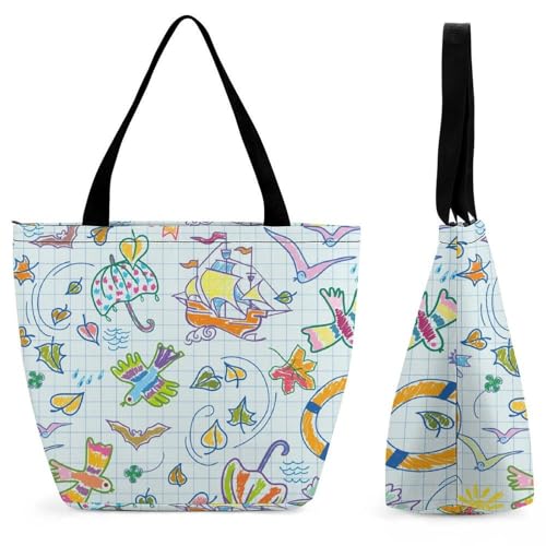 YBQLNP Vogel Regenschirm Boot Damen Handtasche Shopper Umhängetasche Schultertasche Tragetasche Mit Reißverschluss 28.5x18x32.5cm YBQLNP Vogel Regenschirm Boot Damen Handtasche Shopper Umhängetasche Schultertasche Tragetasche Mit Reißverschluss 28.5x18x32.5cm von YBQLNP