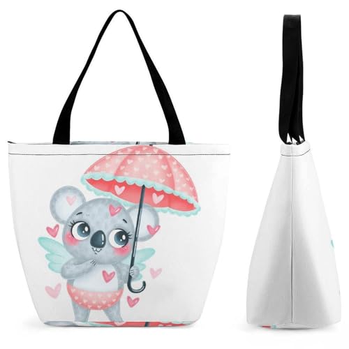 YBQLNP Waschbären-Regenschirm Damen Handtasche Shopper Umhängetasche Schultertasche Tragetasche Mit Reißverschluss 28.5x18x32.5cm von YBQLNP
