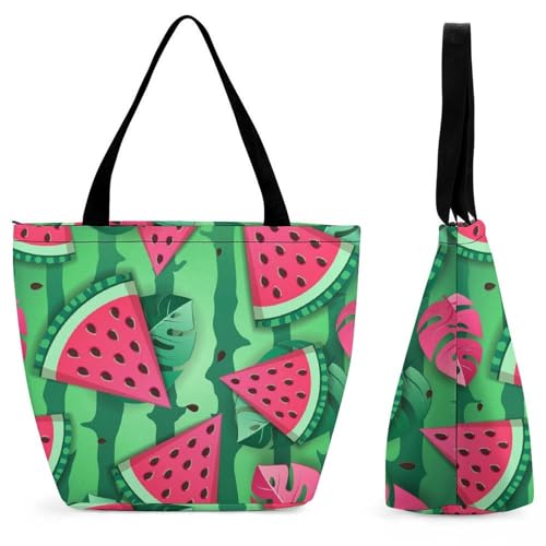 YBQLNP Wassermelone Damen Handtasche Shopper Umhängetasche Schultertasche Tragetasche Mit Reißverschluss 28.5x18x32.5cm von YBQLNP