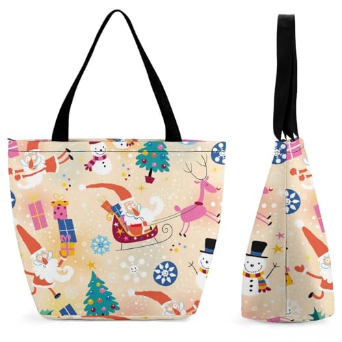 YBQLNP Weihnachten Damen Handtasche Shopper Umhängetasche Schultertasche Tragetasche Mit Reißverschluss 28.5x18x32.5cm von YBQLNP
