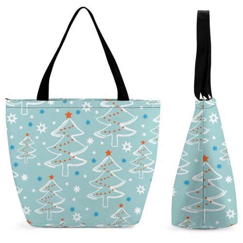 YBQLNP Weihnachten Damen Handtasche Shopper Umhängetasche Schultertasche Tragetasche Mit Reißverschluss 28.5x18x32.5cm von YBQLNP