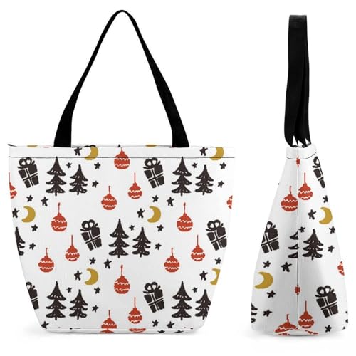 YBQLNP Weihnachten Damen Handtasche Shopper Umhängetasche Schultertasche Tragetasche Mit Reißverschluss 28.5x18x32.5cm von YBQLNP