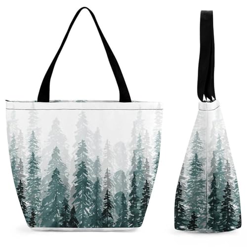 YBQLNP Weißer Grüner Baum Damen Handtasche Shopper Umhängetasche Schultertasche Tragetasche Mit Reißverschluss 28.5x18x32.5cm von YBQLNP