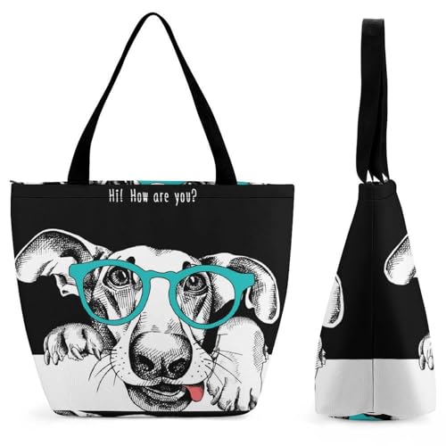 YBQLNP Weißer Hund Damen Handtasche Shopper Umhängetasche Schultertasche Tragetasche Mit Reißverschluss 28.5x18x32.5cm von YBQLNP