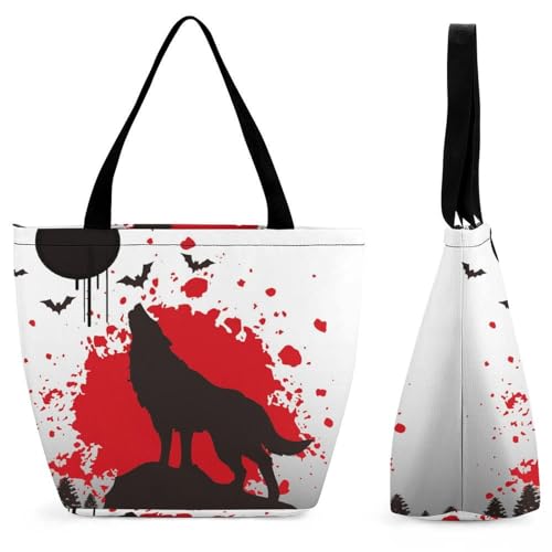 YBQLNP Weißer Roter Wolf Damen Handtasche Shopper Umhängetasche Schultertasche Tragetasche Mit Reißverschluss 28.5x18x32.5cm YBQLNP Weißer Roter Wolf Damen Handtasche Shopper Umhängetasche Schultertasche Tragetasche Mit Reißverschluss 28.5x18x32.5cm von YBQLNP