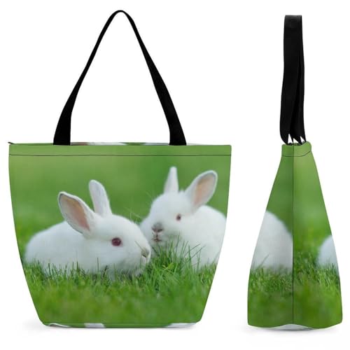 YBQLNP Weißes Süßes Kaninchen Damen Handtasche Shopper Umhängetasche Schultertasche Tragetasche Mit Reißverschluss 28.5x18x32.5cm YBQLNP Weißes Süßes Kaninchen Damen Handtasche Shopper Umhängetasche Schultertasche Tragetasche Mit Reißverschluss 28.5x18x32.5cm von YBQLNP
