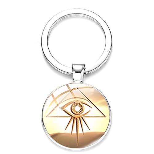 Antike ägyptische Götter Das Auge des Horus Symbol Schlüsselanhänger Supreme Authority Talisman Art Glas Edelstein Schlüsselanhänger Auto Zubehör, silber, 1X von YBRAG