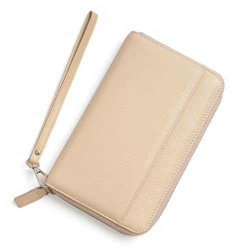 Damen-Geldbörse aus Leder, RFID-blockierend, mit umlaufendem Reißverschluss, Handyhalter, Clutch-Armband, großes Fassungsvermögen, modische Clutch-Tasche mit umlaufendem Reißverschluss ( Color : White von YBRAVO