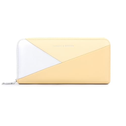 Damen-Spleiß-Geldbörsen, modische Clutch aus weichem Leder mit Reißverschluss, für den täglichen Gebrauch, Kartenhalter mit Mehreren Taschen, modische vegane Lange Geldbörsen (Color : Yellow) von YBRAVO