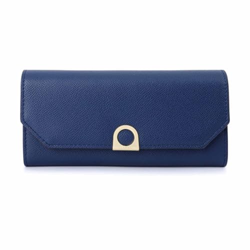 Klassische lange Geldbörsen für Damen und Mädchen, dreifach faltbare Geldbörse, PU-Leder-Geldbörse, schlanke Geldbörse, dreifach faltbare Geldkartenhalter-Tasche mit Ausweisfenster ( Color : Blue ) von YBRAVO