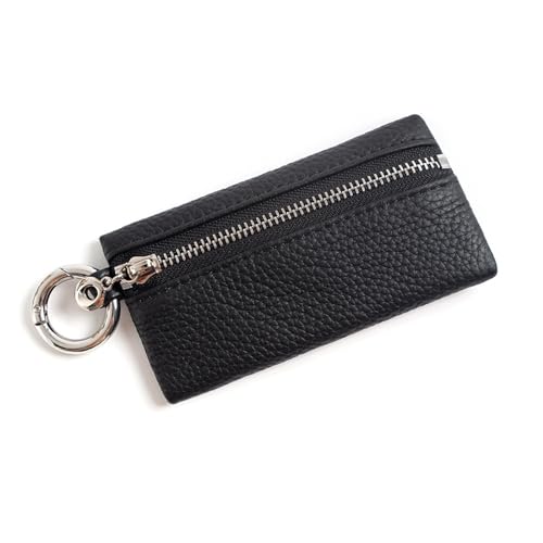 Leder-Münzbeutel für Damen, modisch, kompakt, Mini-Reisegeldbörse, Münzgeldbörse aus echtem Leder, geräumig (Color : Black) von YBRAVO