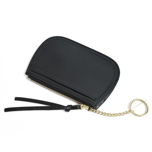 YBRAVO Damen-Geldbörse aus Leder mit RFID-Blockierung, minimalistische Damen-Geldbörse, tragbare Mini-Geldbörse mit Reißverschlusstasche (Color : Black) von YBRAVO