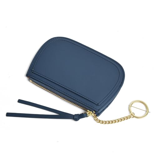 YBRAVO Damen-Geldbörse aus Leder mit RFID-Blockierung, minimalistische Damen-Geldbörse, tragbare Mini-Geldbörse mit Reißverschlusstasche (Color : Blue) von YBRAVO